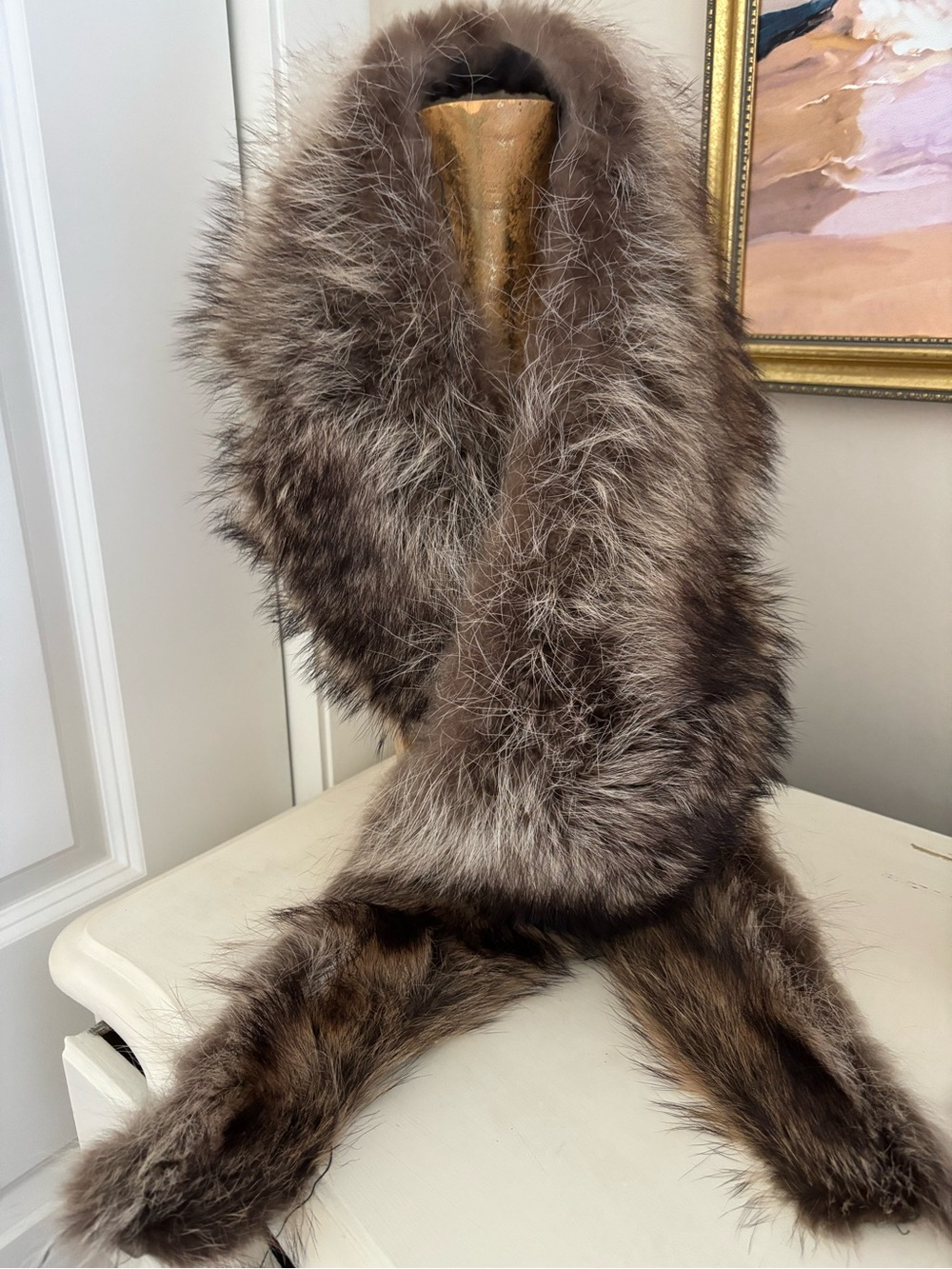 Luxurious Brown Fur Collar Wrap - Elegant Women's Scarf